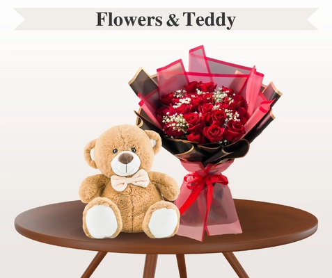 Flowers and Teddy